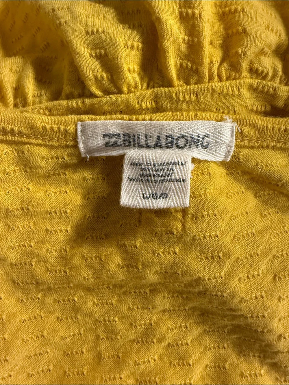 Billabong Mustard Tie-Shoulder Ruffle Tank